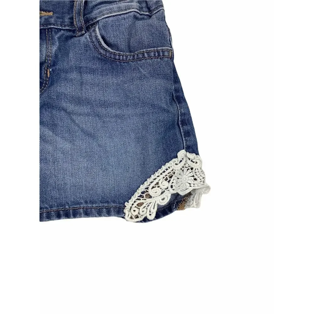 The Children's Place Embroidered Blue Denim Jean Shorts Kid's Youth Size 8